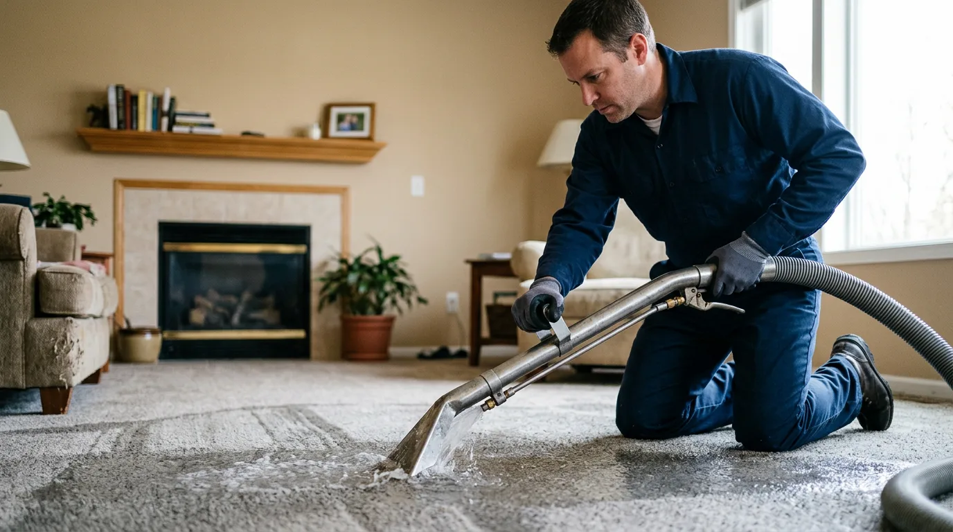 Water damage restoration technician working near Sullivan, OH